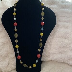 Brown-green-blue beads 34in